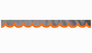 Wildlederoptik Lkw Scheibenbord&uuml;re mit Kunstlederkante, doppelt verarbeitet grau orange Bogenform 23 cm
