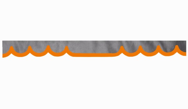 Wildlederoptik Lkw Scheibenbordüre mit Kunstlederkante, doppelt verarbeitet grau orange Wellenform 23 cm