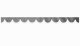 Wildlederoptik Lkw Scheibenbordüre mit Kunstlederkante, doppelt verarbeitet grau weiß Bogenform 23 cm