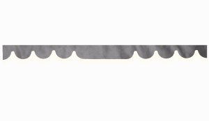 Wildlederoptik Lkw Scheibenbord&uuml;re mit Kunstlederkante, doppelt verarbeitet grau wei&szlig; Wellenform 23 cm