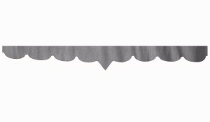 Wildlederoptik Lkw Scheibenbordüre mit Kunstlederkante, doppelt verarbeitet grau weiß V-Form 23 cm