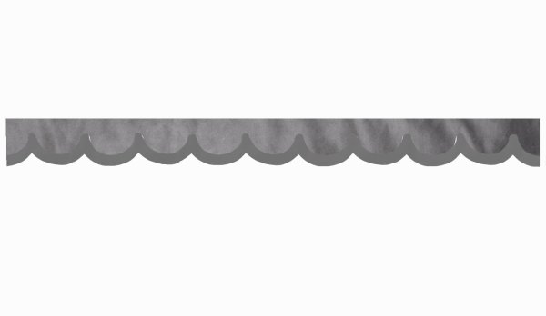 Wildlederoptik Lkw Scheibenbordüre mit Kunstlederkante, doppelt verarbeitet grau beton grau Bogenform 23 cm