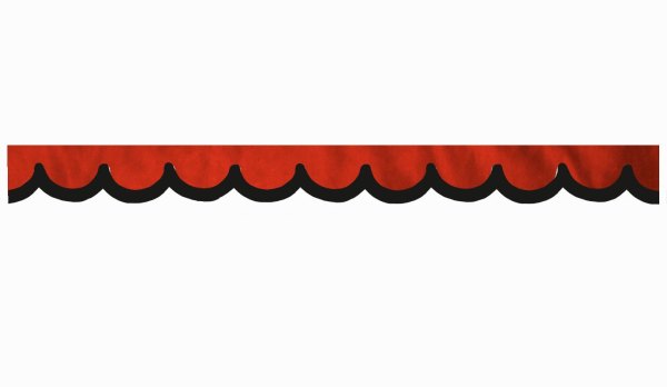 Wildlederoptik Lkw Scheibenbordüre mit Kunstlederkante, doppelt verarbeitet rot schwarz Bogenform 23 cm
