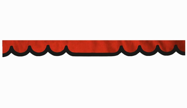 Skivbård i mockalook med kant i läderimitation, dubbelbearbetad röd svart vågform 23 cm