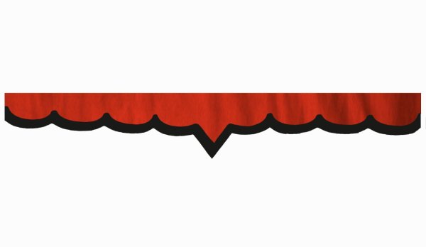 Wildlederoptik Lkw Scheibenbordüre mit Kunstlederkante, doppelt verarbeitet rot schwarz V-Form 23 cm