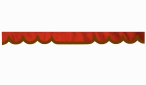 Skivbård i mockalook med kant i läderimitation, dubbelbearbetad rödbrun* Vågform 23 cm