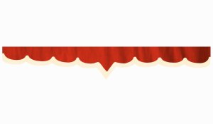 Skivbård i mockalook med kant i läderimitation, dubbelbearbetad röd beige* V-form 23 cm