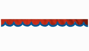 Skivbård i mockalook med kant i läderimitation, dubbelbearbetad rödblå* Bågeform 23 cm