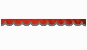 Wildlederoptik Lkw Scheibenbordüre mit Kunstlederkante, doppelt verarbeitet rot beton grau Bogenform 23 cm