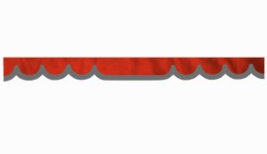 Wildlederoptik Lkw Scheibenbordüre mit Kunstlederkante, doppelt verarbeitet rot beton grau Wellenform 23 cm