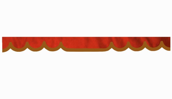 suedelook truck pane border with leatherette edge, Double processed red grizzly Wave form 23 cm