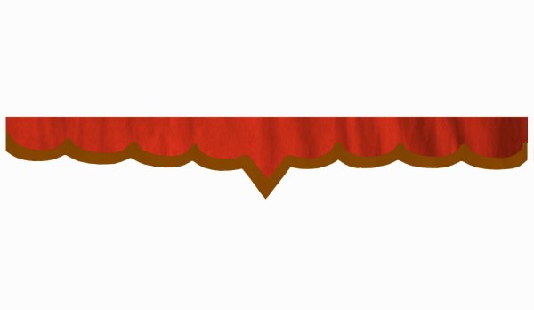 Wildlederoptik Lkw Scheibenbordüre mit Kunstlederkante, doppelt verarbeitet rot grizzly V-Form 23 cm