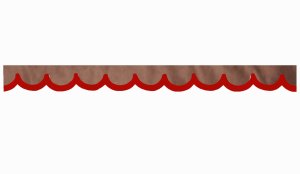 Rand van truckschijf in suède-look met rand van imitatieleer, dubbele afwerking grizzly rood* Boogvorm 23 cm