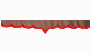 Wildlederoptik Lkw Scheibenbordüre mit Kunstlederkante, doppelt verarbeitet grizzly rot* V-Form 23 cm