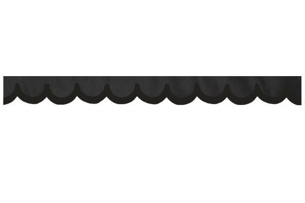 Wildlederoptik Lkw Scheibenbordüre mit Kunstlederkante, doppelt verarbeitet anthrazit-schwarz schwarz Bogenform 18 cm