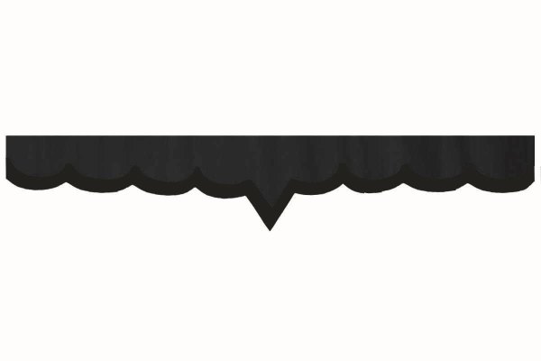 Wildlederoptik Lkw Scheibenbordüre mit Kunstlederkante, doppelt verarbeitet anthrazit-schwarz schwarz V-Form 18 cm