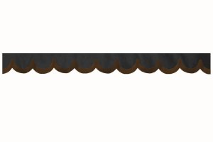 Rand van truckschijf in su&egrave;de-look met rand van imitatieleer, dubbele afwerking antraciet-zwart bruin* Boogvorm 18 cm