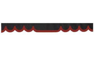 Bordo parabrezza camion effetto scamosciato con bordo in similpelle, doppia finitura antracite-nero bordeaux Forma ad onda 18 cm