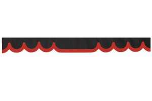 Rand van truckschijf in su&egrave;de-look met rand van imitatieleer, dubbele afwerking antraciet-zwart rood* Golfvorm 18 cm