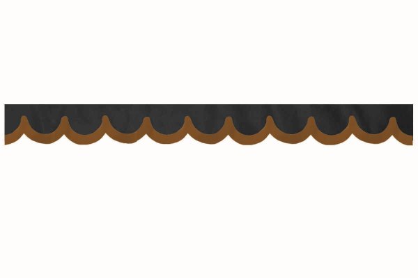 Rand van truckschijf in suède-look met rand van imitatieleer, dubbele afwerking antraciet-zwart karamel Boogvorm 18 cm