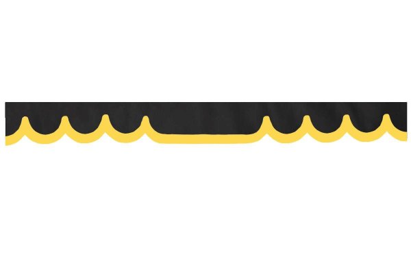 Wildlederoptik Lkw Scheibenbordüre mit Kunstlederkante, doppelt verarbeitet anthrazit-schwarz gelb Wellenform 18 cm