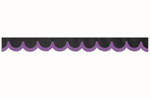 Bordo parabrezza per camion in pelle scamosciata con bordo in similpelle, doppia finitura antracite-nero lilla Forma curva 18 cm