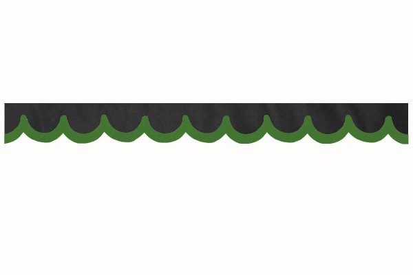 Wildlederoptik Lkw Scheibenbordüre mit Kunstlederkante, doppelt verarbeitet anthrazit-schwarz grün Bogenform 18 cm