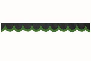 Wildlederoptik Lkw Scheibenbord&uuml;re mit Kunstlederkante, doppelt verarbeitet anthrazit-schwarz gr&uuml;n Bogenform 18 cm