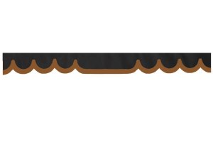 Bordo parabrezza camion effetto scamosciato con bordo in similpelle, doppia finitura antracite-nero grizzly a forma di onda 18 cm