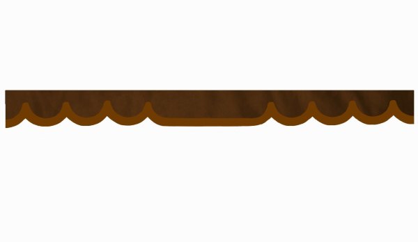 suedelook truck pane border with leatherette edge, Double processed dark brown brown* Wave form 18 cm