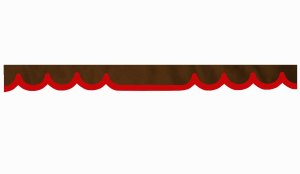 Skivbård i mockalook med kant i läderimitation, dubbelfärgad mörkbrun röd* Bågform 18 cm