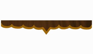 Wildlederoptik Lkw Scheibenbordüre mit Kunstlederkante, doppelt verarbeitet dunkelbraun caramel V-Form 18 cm
