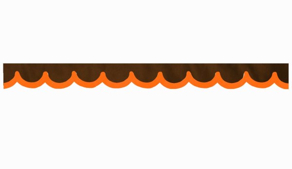 Skivbård i mockalook för lastbil med kant i konstläder, dubbelfärgad mörkbrun orange bågform 18 cm