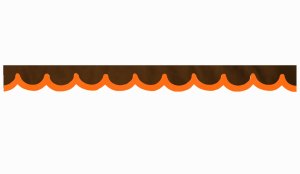 Wildlederoptik Lkw Scheibenbordüre mit Kunstlederkante, doppelt verarbeitet dunkelbraun orange Bogenform 18 cm