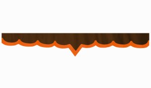 Wildlederoptik Lkw Scheibenbordüre mit Kunstlederkante, doppelt verarbeitet dunkelbraun orange V-Form 18 cm