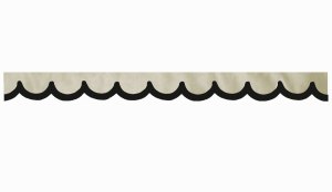 Skivbård i mockalook med kant i konstläder, dubbelfärgad beige svart bågform 18 cm