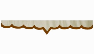 Skivbård i mockalook med kant i läderimitation, dubbelbearbetad beige brun* V-form 18 cm