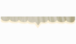 Skivb&aring;rd i mockalook med kant i l&auml;derimitation, dubbelbearbetad beige beige* V-form 18 cm