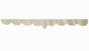 Wildlederoptik Lkw Scheibenbordüre mit Kunstlederkante, doppelt verarbeitet beige weiß V-Form 18 cm