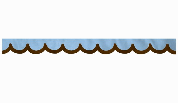 Skivbård i mockalook med kant i läderimitation, dubbelbearbetad ljusblå brun* Bågeform 18 cm