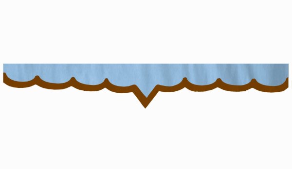 Skivbård i mockalook med kant i läderimitation, dubbelbearbetad ljusblåbrun* V-form 18 cm