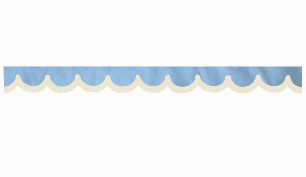Wildlederoptik Lkw Scheibenbordüre mit Kunstlederkante, doppelt verarbeitet hellblau beige* Bogenform 18 cm