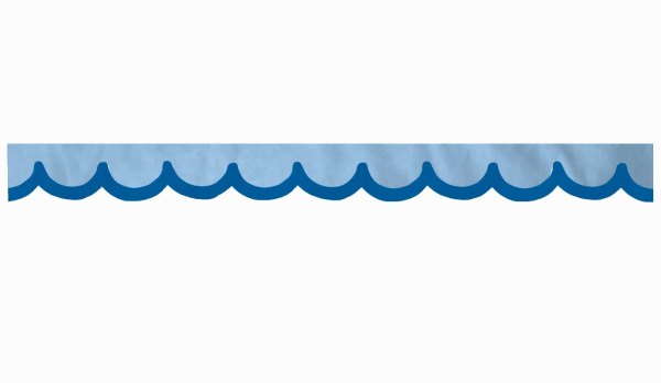 Skivbård i mockalook med kant i konstläder, dubbelbearbetad ljusblå blå* Bågeform 18 cm
