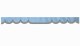 Wildlederoptik Lkw Scheibenbordüre mit Kunstlederkante, doppelt verarbeitet hellblau grau Wellenform 18 cm
