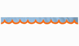 Wildlederoptik Lkw Scheibenbordüre mit Kunstlederkante, doppelt verarbeitet hellblau orange Bogenform 18 cm