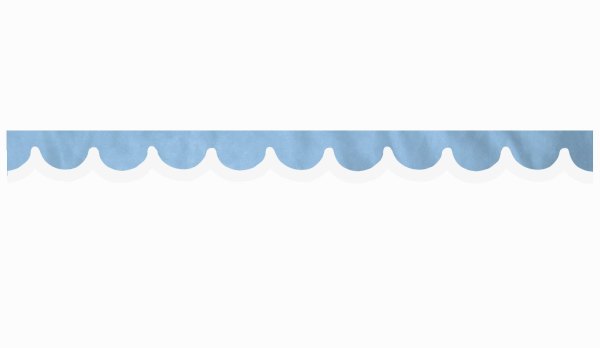Wildlederoptik Lkw Scheibenbordüre mit Kunstlederkante, doppelt verarbeitet hellblau weiß Bogenform 18 cm