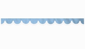 Wildlederoptik Lkw Scheibenbord&uuml;re mit Kunstlederkante, doppelt verarbeitet hellblau wei&szlig; Bogenform 18 cm
