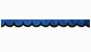 Wildlederoptik Lkw Scheibenbordüre mit Kunstlederkante, doppelt verarbeitet dunkelblau schwarz Bogenform 18 cm