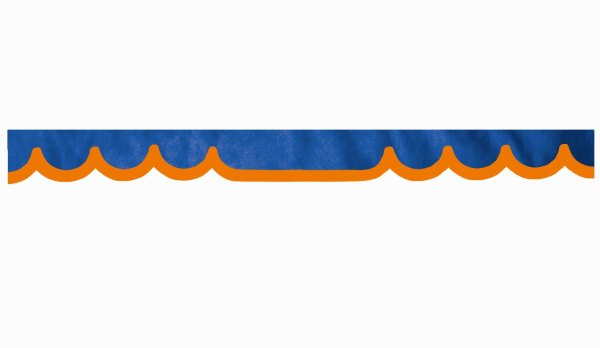 Wildlederoptik Lkw Scheibenbordüre mit Kunstlederkante, doppelt verarbeitet dunkelblau orange Wellenform 18 cm