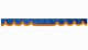 Wildlederoptik Lkw Scheibenbordüre mit Kunstlederkante, doppelt verarbeitet dunkelblau orange Wellenform 18 cm